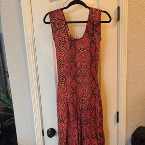 Betsey Johnson Vibrant Red Snake Print stretch Dress